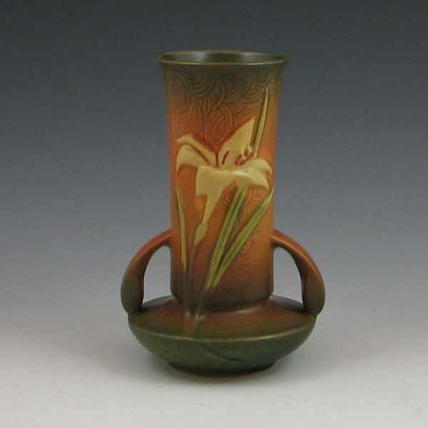 Appraisal: Roseville Zephyr Lily vase in brown and green Marked Roseville