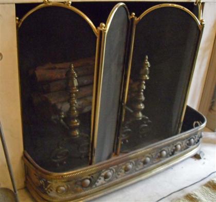 Appraisal: Group of brass fireplace implementslate th century