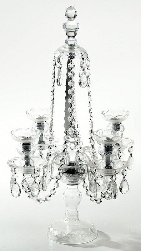 Appraisal: Regency Style Cut Glass Candelabra American or British late th