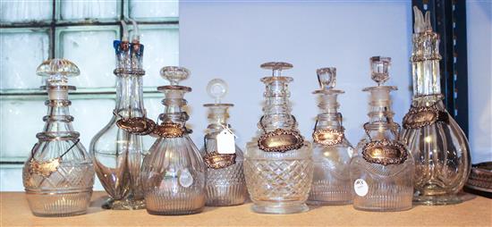 Appraisal: Sale Lot A Group of Eight Cut Glass Liquor Bottles