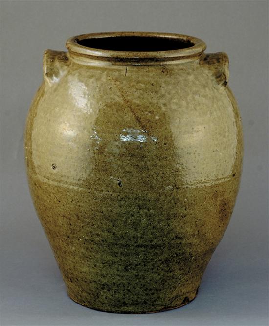 Appraisal: Edgefield District stoneware storage jar circa tapering ovoid form decorated