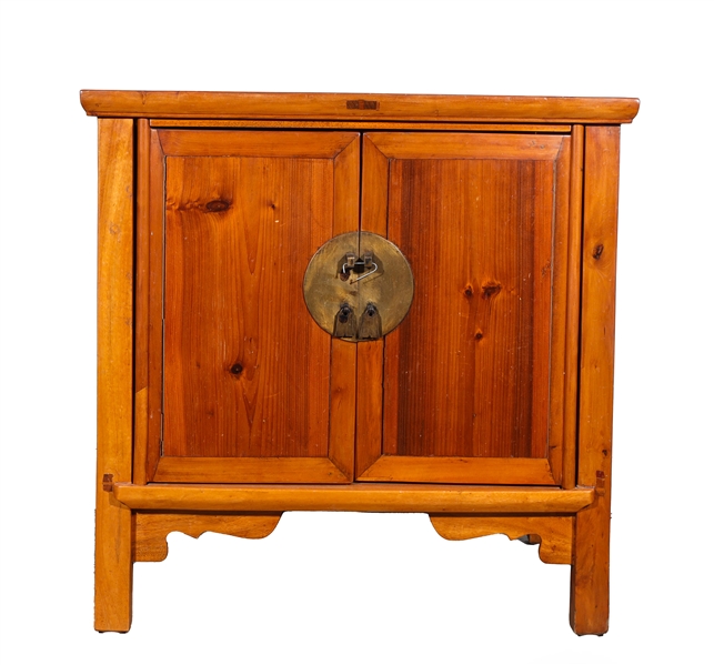 Appraisal: Chinese wood low -door cabinet as is condition age wear