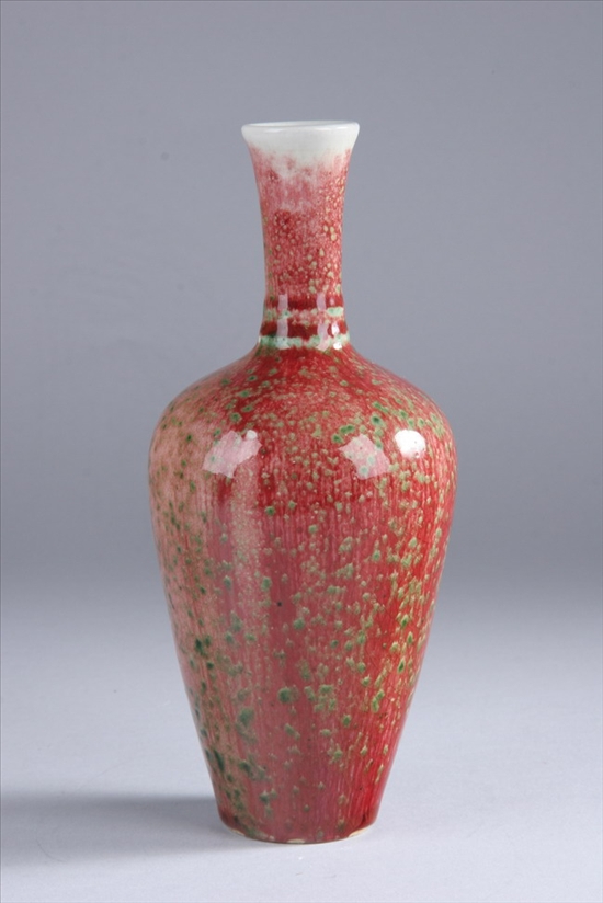 Appraisal: CHINESE PEACH BLOOM PORCELAIN VASE Guangxu six-character underglazed blue mark