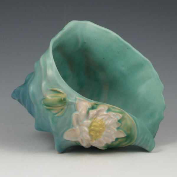 Appraisal: Roseville Water Lily conch shell in blue Marked Roseville USA