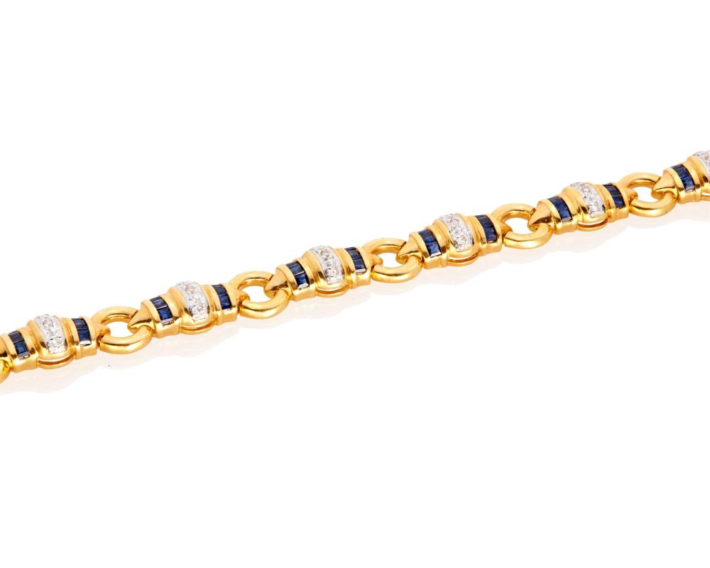 Appraisal: A SAPPHIRE AND DIAMOND BRACELETA sapphire and diamond bracelet k