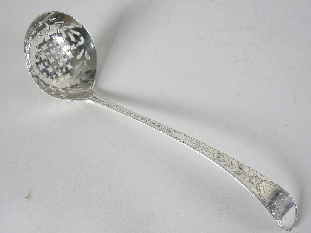 Appraisal: A George III Sifting Ladle old english bright cut with