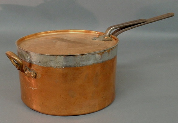 Appraisal: French copper and cast metal cooking pot with lid both