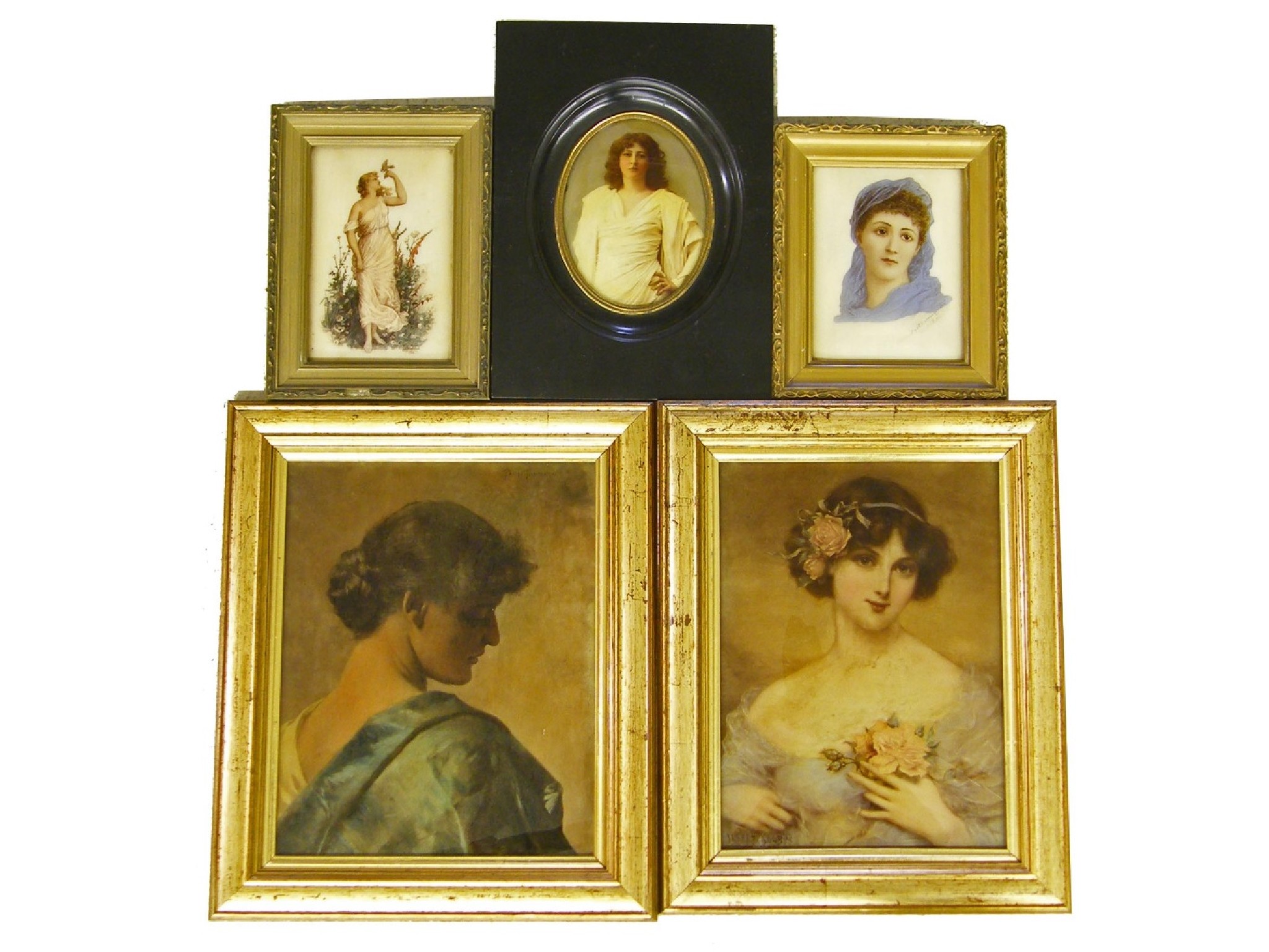 Appraisal: Collection of five various Crystoleums to include pair of girls