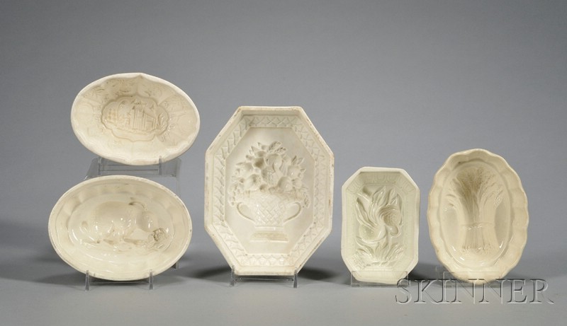 Appraisal: Five Creamware Culinary Molds England late th early th century