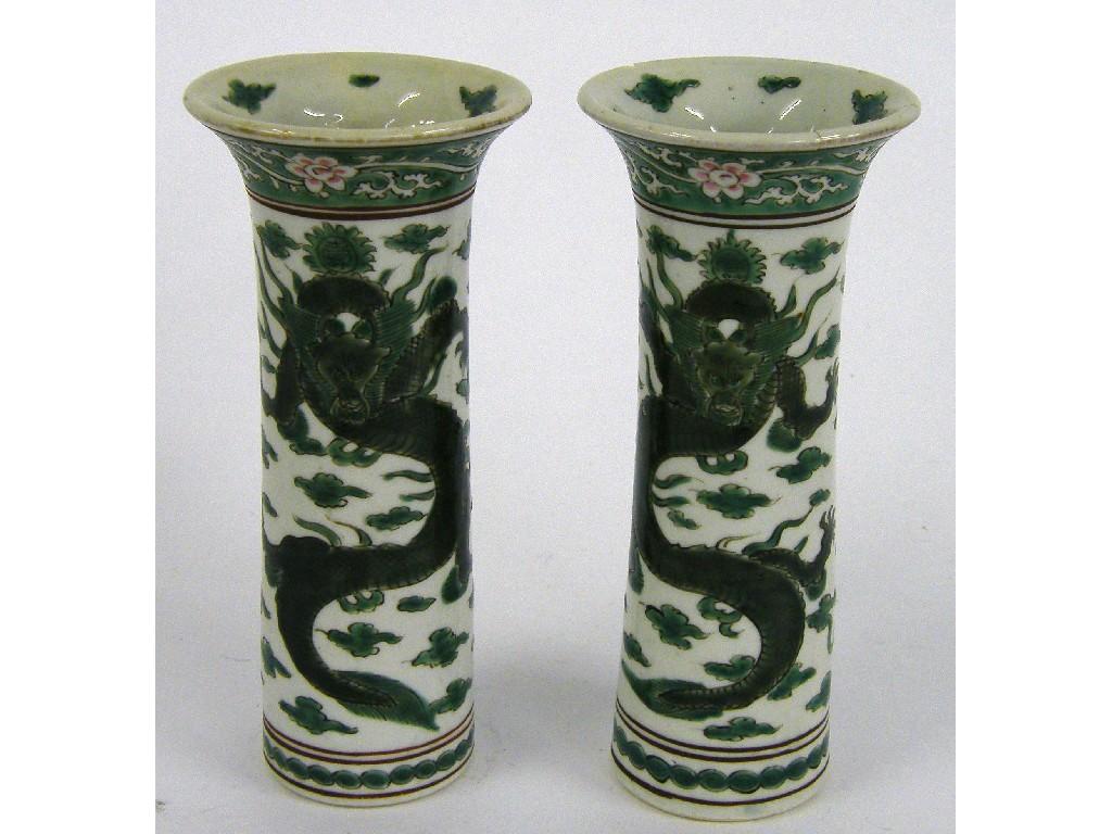 Appraisal: Pair of Chinese beaker vases decorated in famille verte enamels