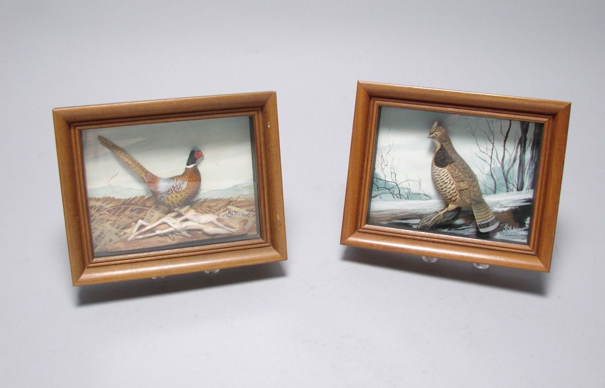 Appraisal: PAIR OF JOSEPH Q WHIPPLE SHADOW BOX DIORAMAS Circa Ruffed