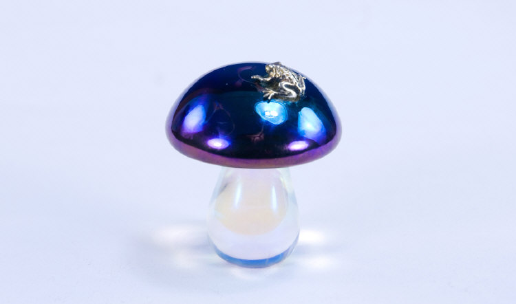 Appraisal: John Ditchfield Glass Mushroom with silver frog perched to the