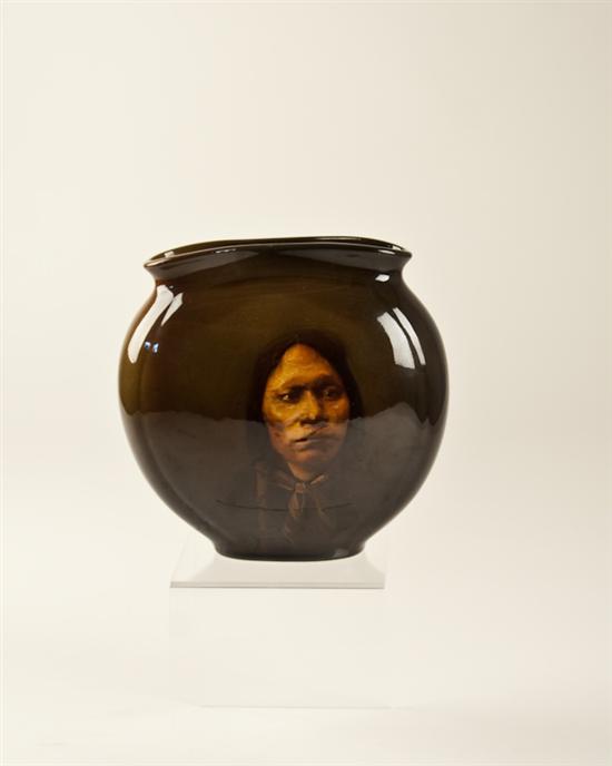 Appraisal: A Rookwood Native American Portrait Pillow Vase probably by Grace