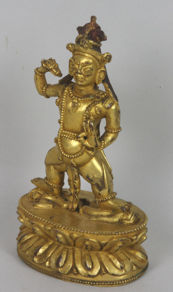 Appraisal: - Gilt Tibetan Figure on Base Gilt Tibetan figure on