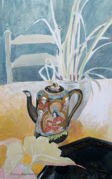 Appraisal: BINNY MATTHEWS B Still life of Japanese teapot and plant