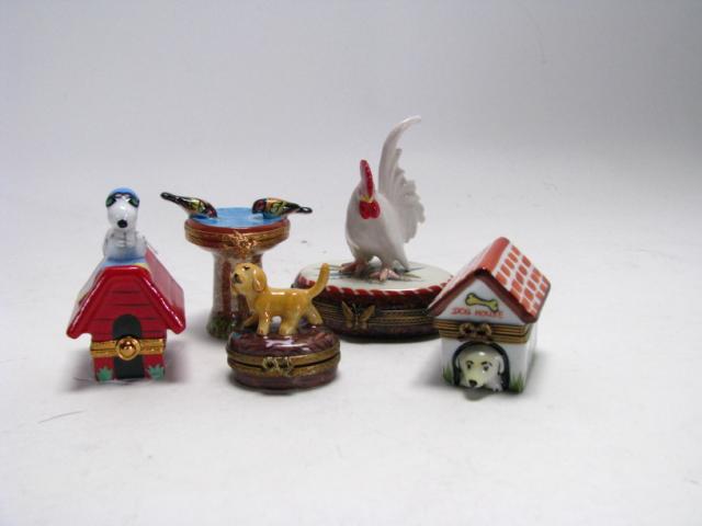 Appraisal: Group of five Limoges porcelain boxes including Snoopy as the