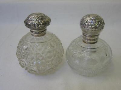 Appraisal: A VICTORIAN CUT GLASS SCENT BOTTLE of globular form with