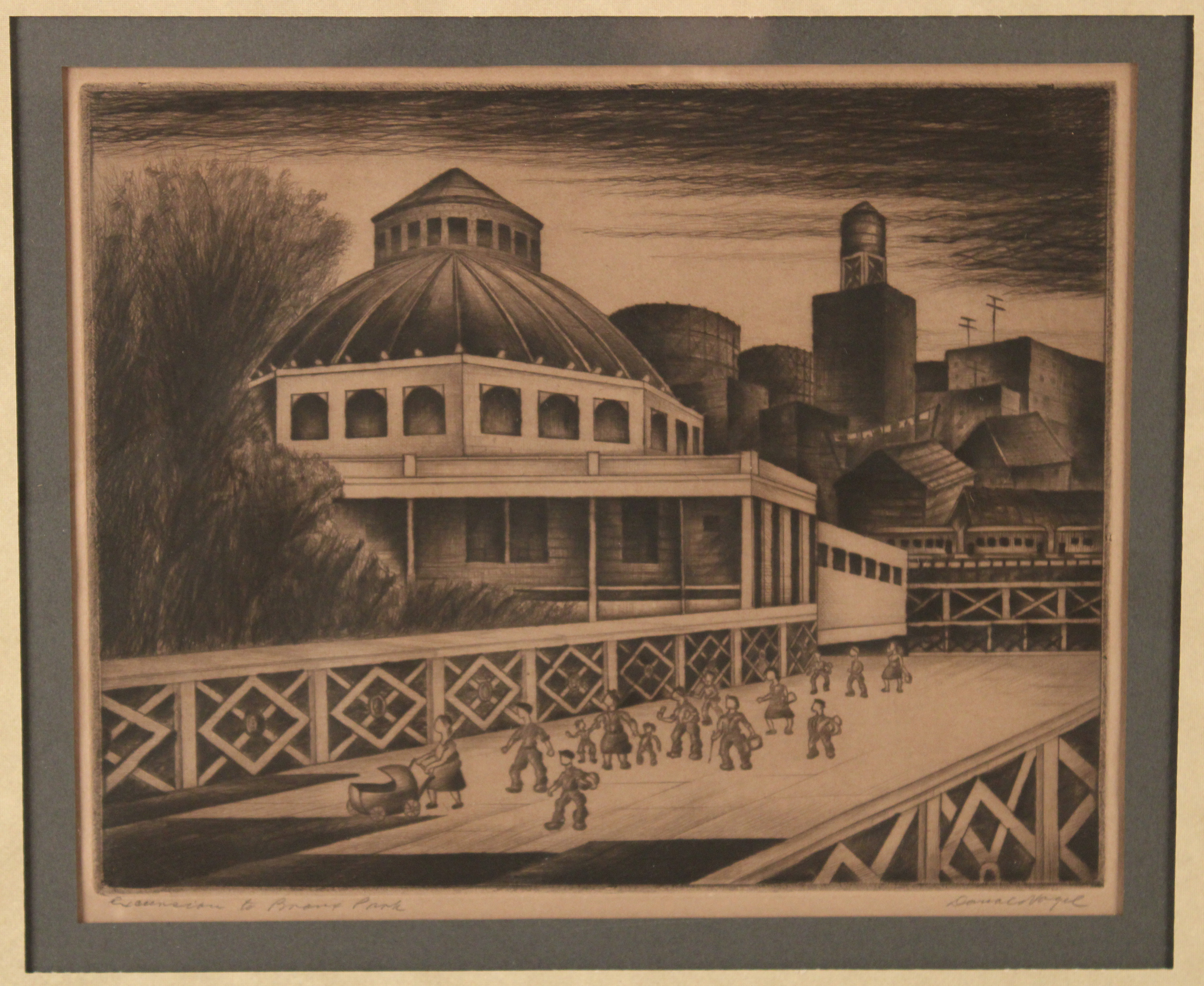 Appraisal: DONALD VOGEL AMERICAN - Excursion to Bronx Park drypoint by