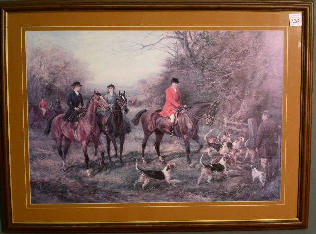 Appraisal: Haywood Hardy foxhunting print with riders and hounds x