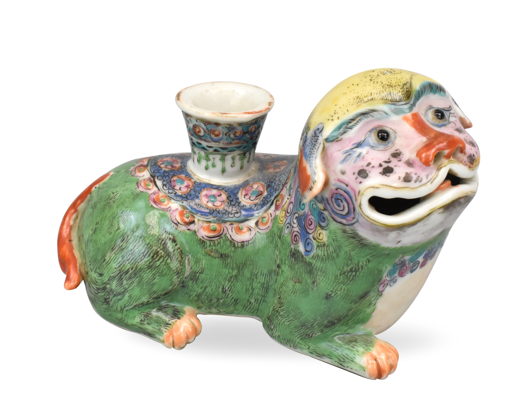 Appraisal: A Chinese famille rose foo lion candle holder th Century