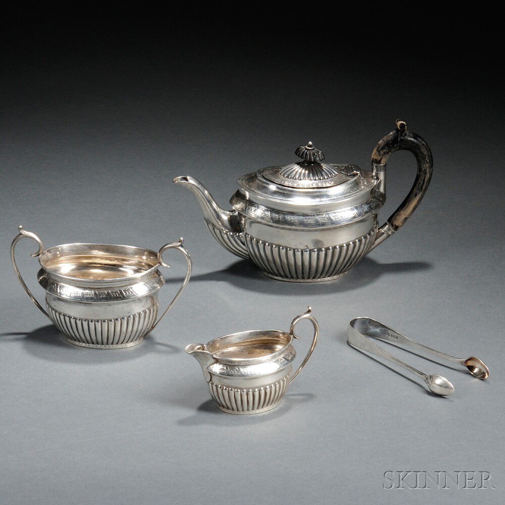 Appraisal: Three-piece Sterling Silver Tea Service Sheffield - Walker Hall maker