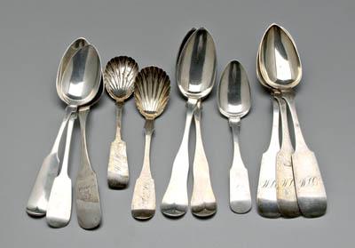 Appraisal: Eight pieces coin silver flatware Northern or unknown makers serving