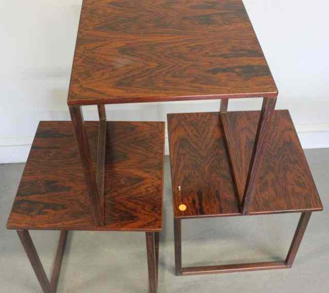 Appraisal: Midcentury Rosewood Cube Style Nesting Tables Possibly Danish From a