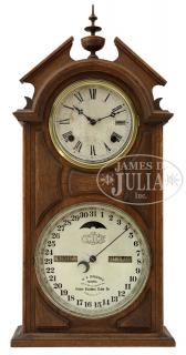 Appraisal: ITHACA DOUBLE DIAL HORTONS PATENT CALENDAR SHELF CLOCK Circa patented