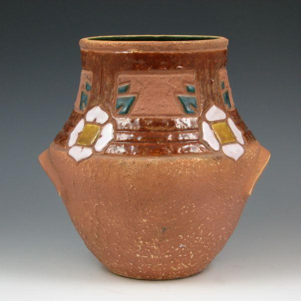 Appraisal: Roseville Mostique - vase with atypical trial glaze Marked in