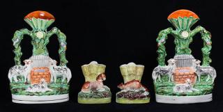 Appraisal: lot of Staffordshire vase group mid th century comprising a