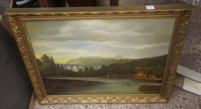 Appraisal: Oil Painting on Canvas Landscape Scene by Potteries Artist signed