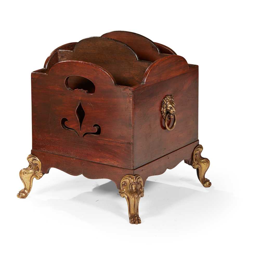 Appraisal: GEORGIAN STYLE MAHOGANY AND BRASS CANTERBURY LATE TH CENTURY of