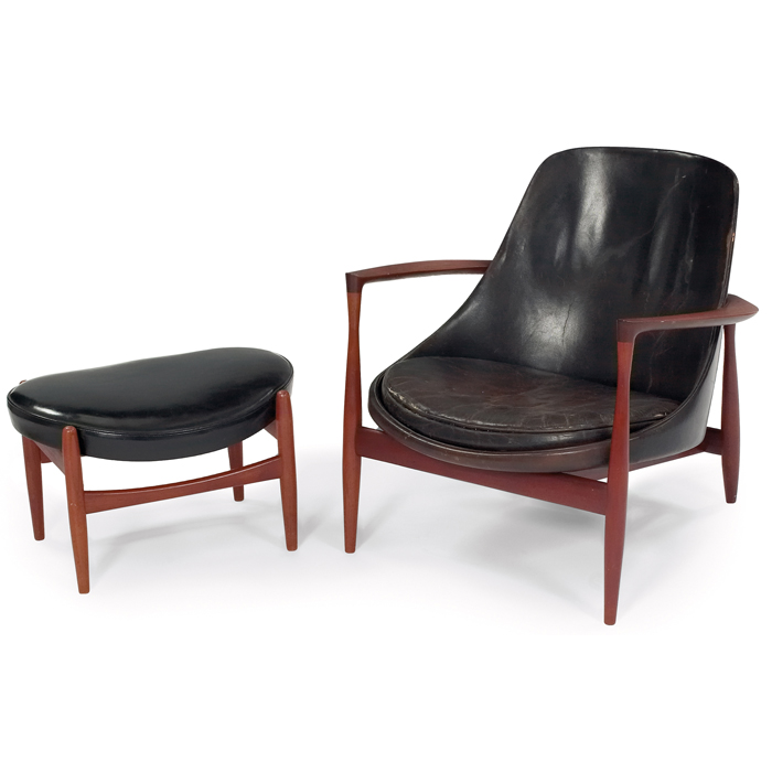 Appraisal: Ib Kofod-Larsen Elisabeth chair and ottoman by Christiansen and Larsen