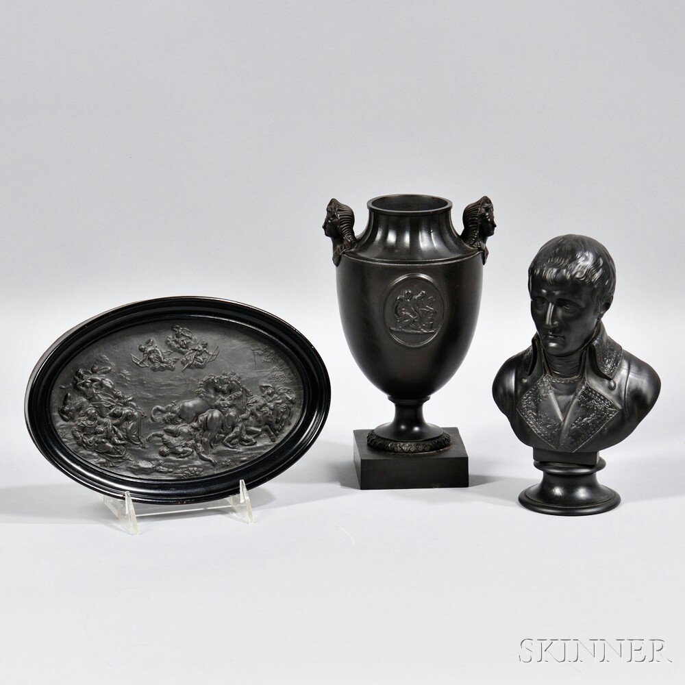 Appraisal: Three Wedgwood Black Basalt Items England th and th century