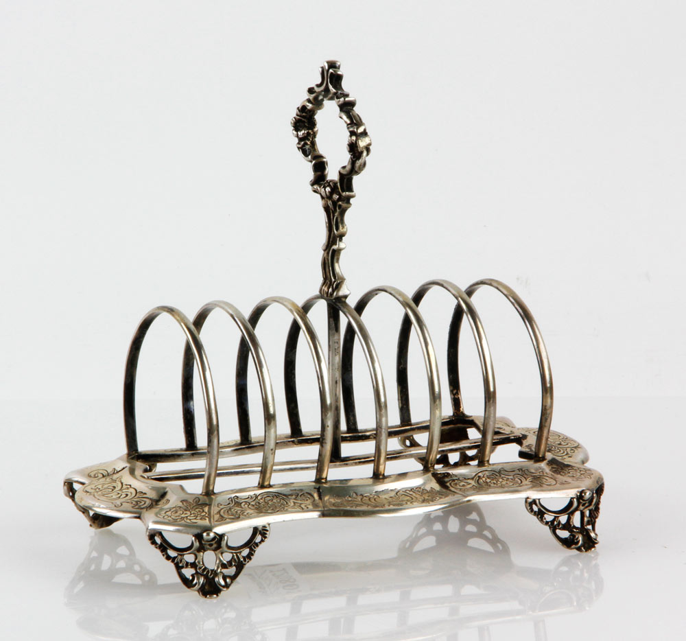 Appraisal: - Victorian English Sterling Toast Rack Victorian English toast rack