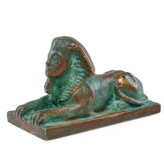 Appraisal: TIFFANY STUDIOS BRONZE SPHINX Verdigris surface USA early th c