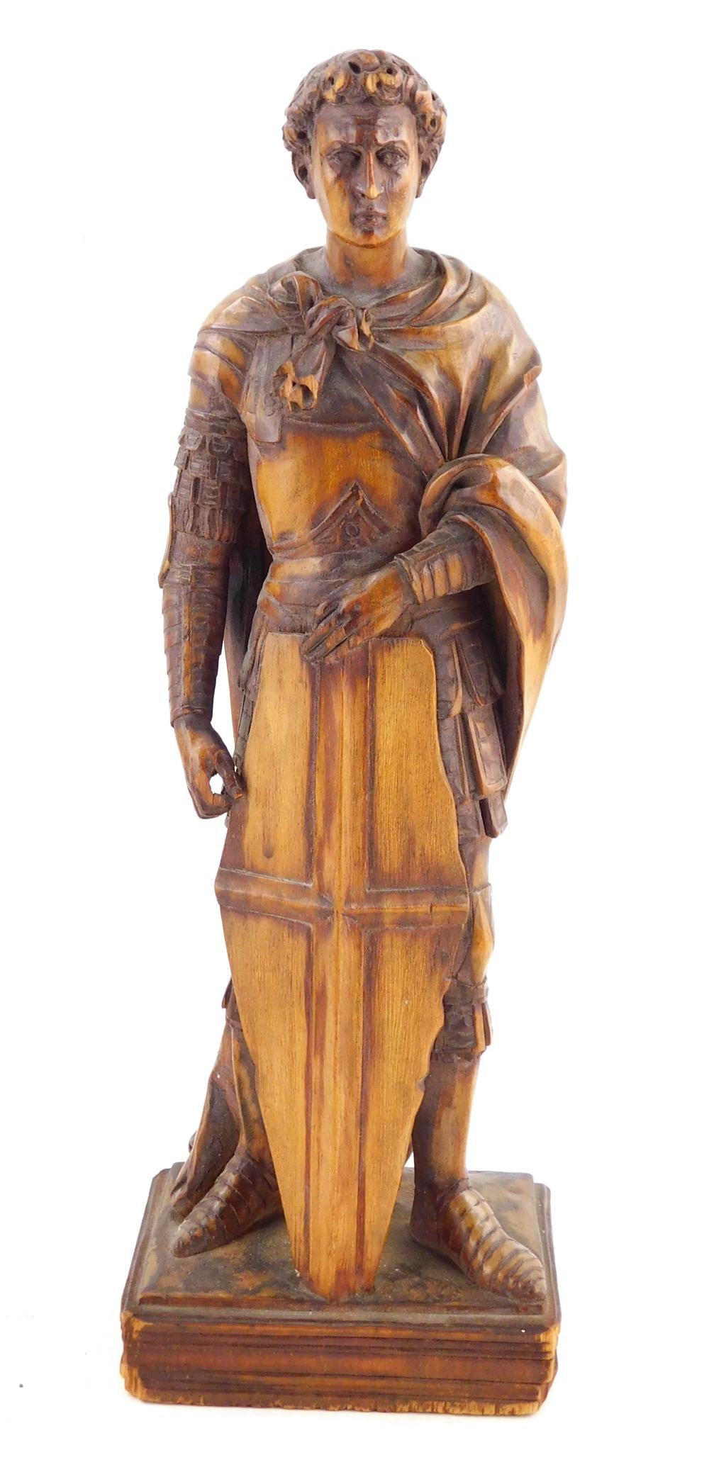 Appraisal: Carved wood figure of Saint George after the statue by