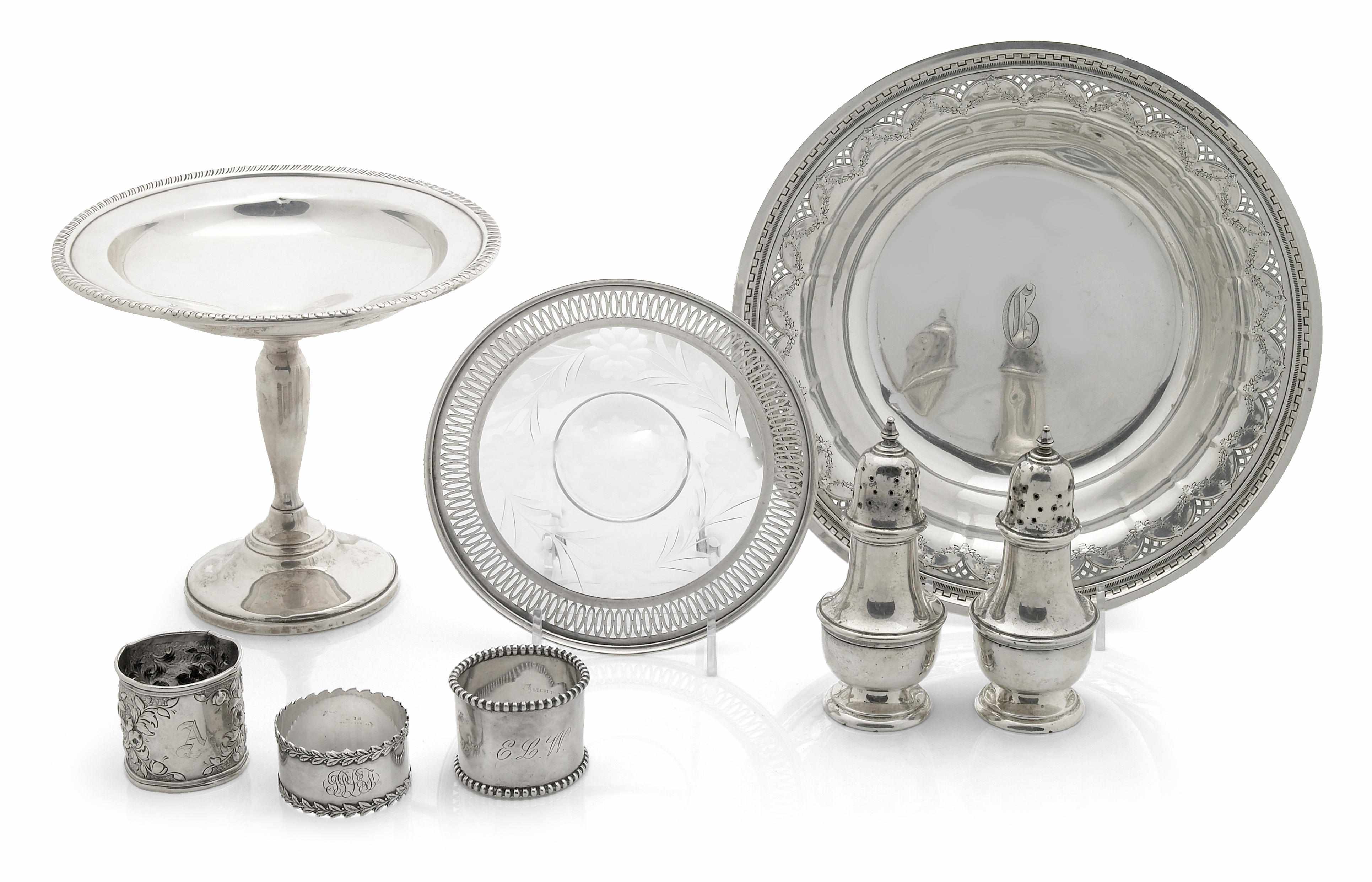 Appraisal: A group of silver and silver mounted table articles and