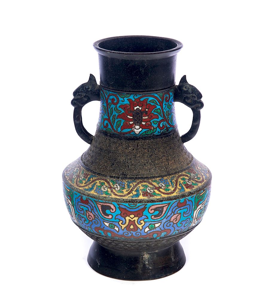 Appraisal: Japanese Bronze Cloisonn Vase Excellent condition with no damage or