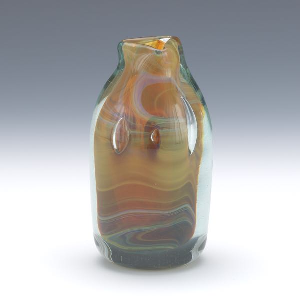 Appraisal: DOMINICK LABINO AMERICAN - Organic form blown glass vase engraved