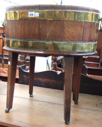 Appraisal: A George III mahogany and brass bound wine cooler the