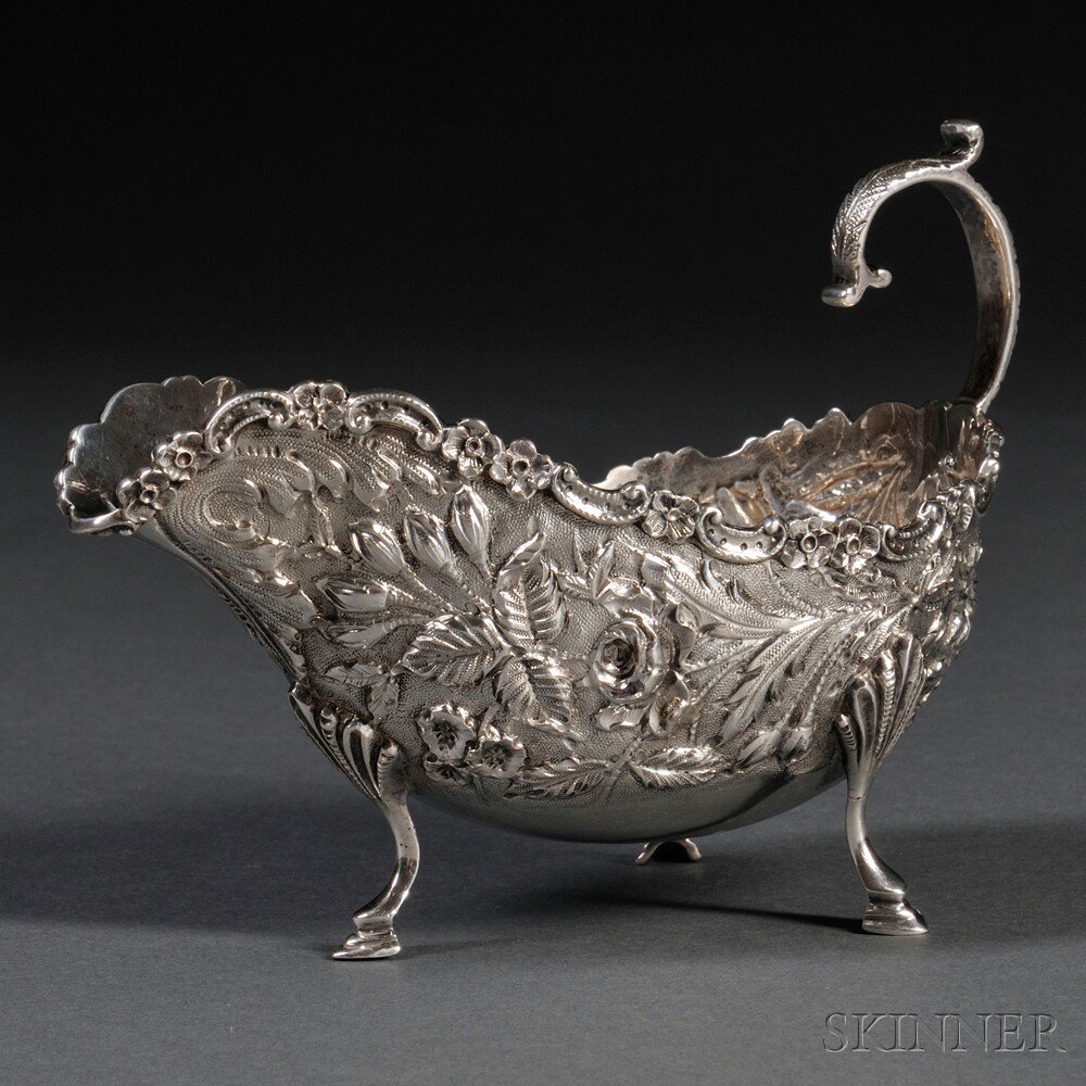 Appraisal: Kirk Son Sterling Silver Sauceboat Baltimore Maryland - repousse-decorated throughout