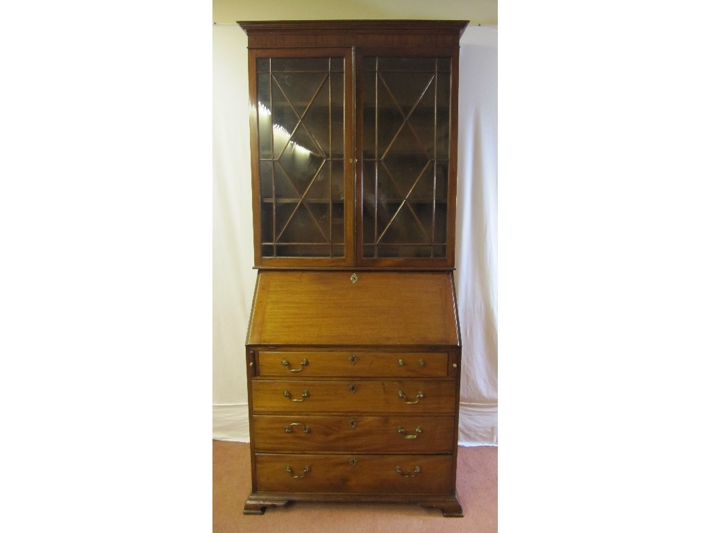 Appraisal: A Victorian mahogany bureau bookcase the bookcase with two glass