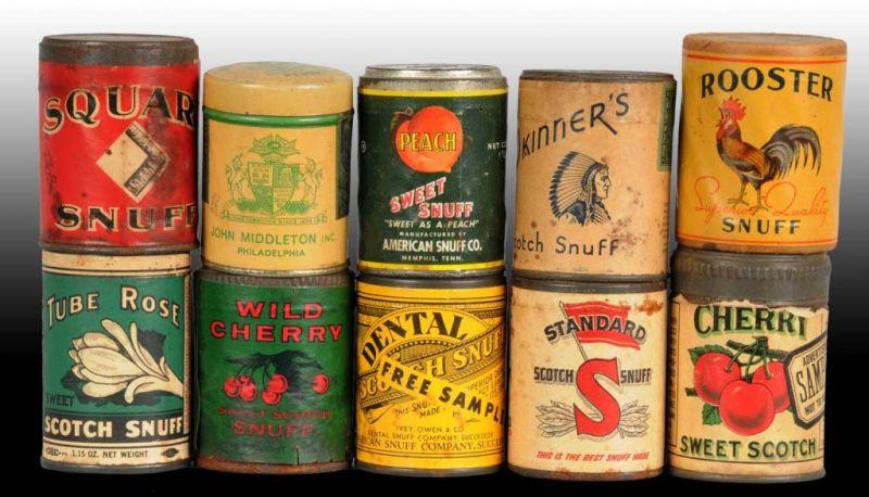 Appraisal: Lot of Small Snuff Tins Description Most have moderate wear