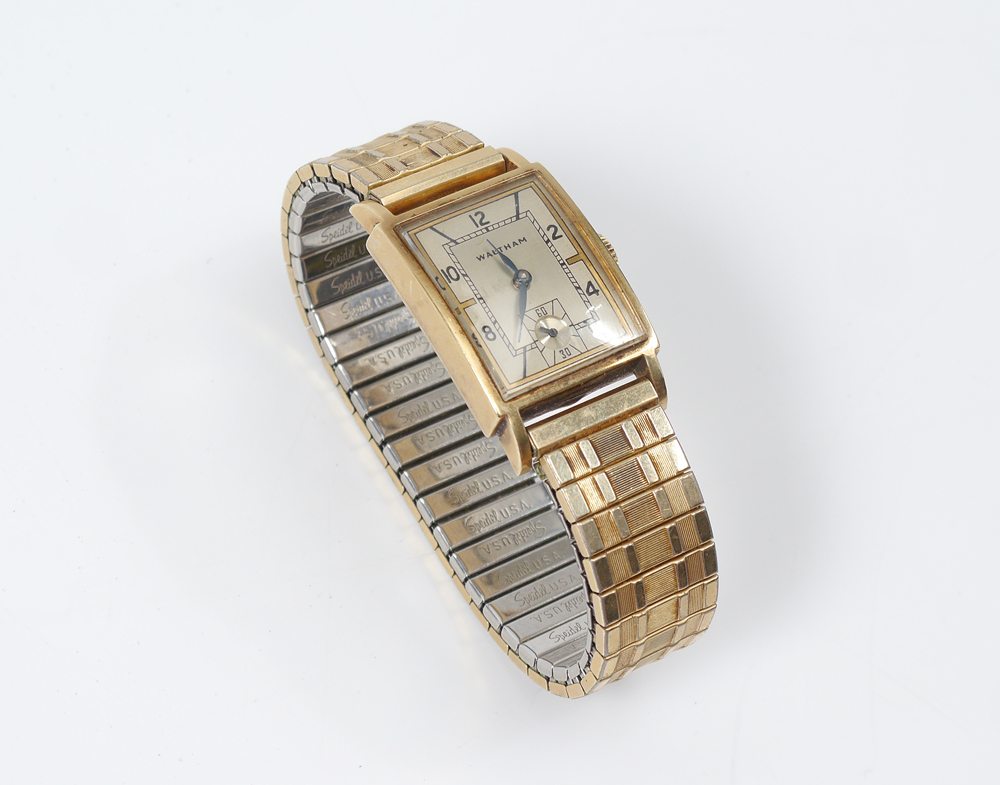 Appraisal: WALTHAM K WATCH Tank type rectangular watch the dial with