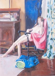 Appraisal: Oil on Canvas of a Semi Nude Woman Unframed oil