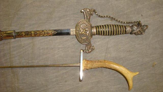 Appraisal: Two Swords -French Epee with Staghorn Grip Antique Ornate American