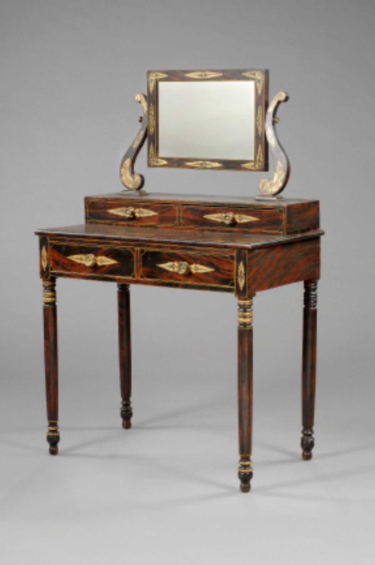 Appraisal: NEW ENGLAND CLASSICAL FAUX ROSEWOOD DRESSING TABLE WITH LOOKING GLASS