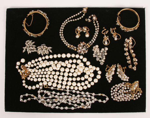 Appraisal: Lot of pieces vintage pearl and rhinestone jewelry including Haskell