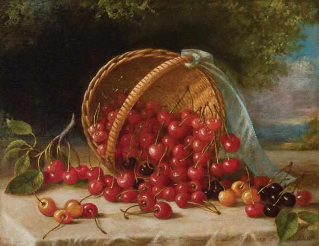 Appraisal: JOHN F FRANCIS American - Cherries in a Basket oil